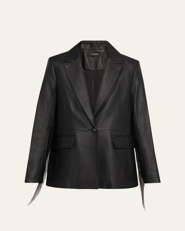 Blake Fringe-Trim Leather Jacket